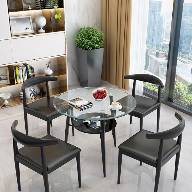 Modern Glass Dining Table 31.5" Round Dining Table with Black Frame for Home Use Clearhalo ' dining_table' 'Dining Tables & Seating' 'Dining Tables' 'furn' 'furn_dining_table' 'Furniture' 'furniture_dining_table' 'Kitchen & Dining Furniture' 'kitchen&dining_furn' 'kitchen' 'kitchen_dining_table' 1200x1200_8b6cde40-c458-428c-afd0-86a978706e6e