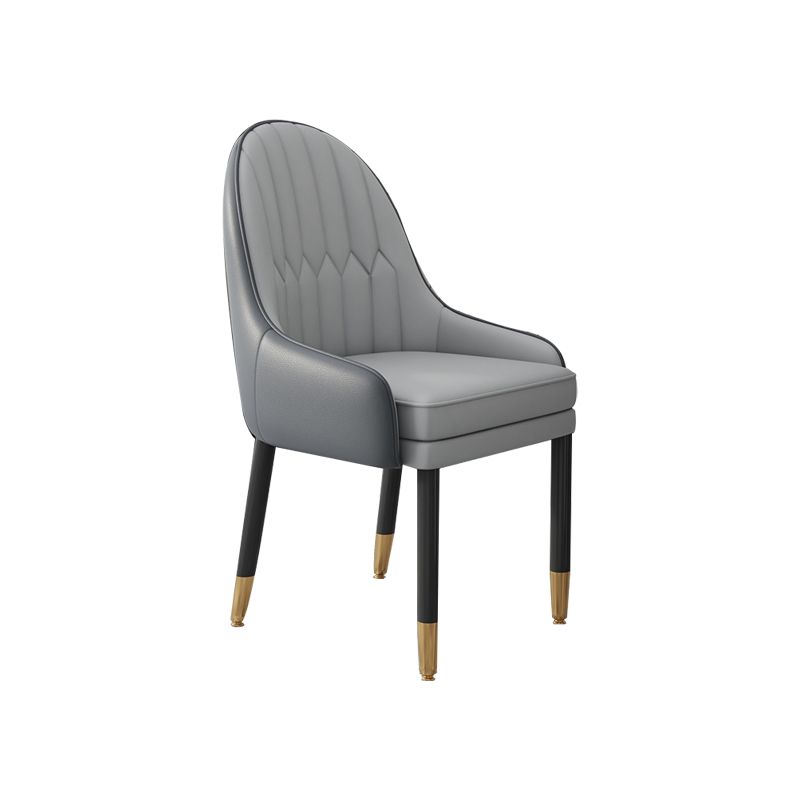 Faux Leather Dining Chairs Modern Parsons Arm Chair with Wood Legs
