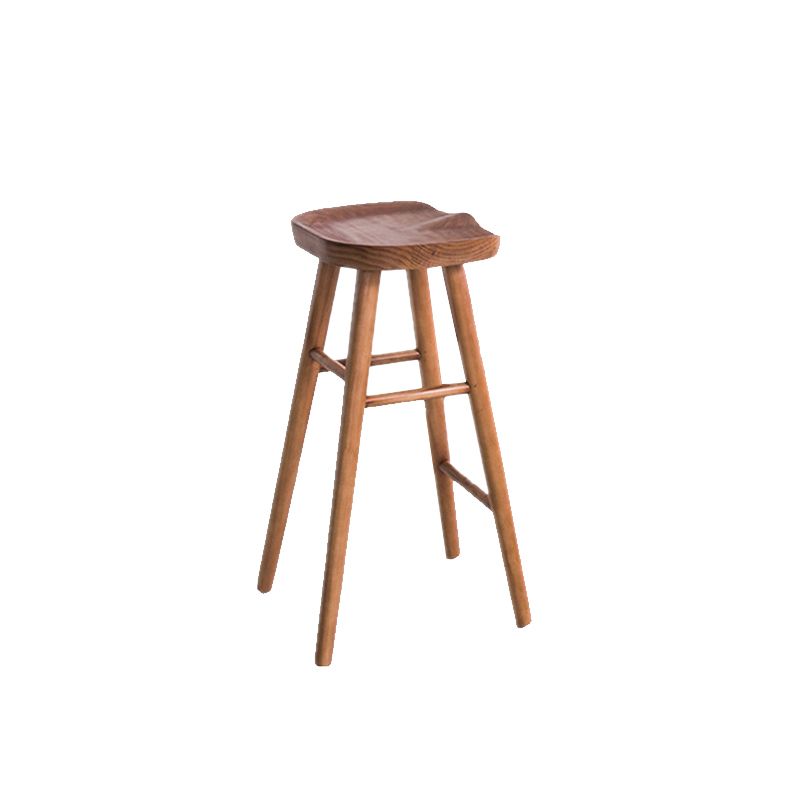 Industrial Armless Bar Stools Solid Wood Dining Stool with Footrest Clearhalo 'Bar Furniture' 'Bar Stools' 'bar_stools' 'furn' 'furn_bar_stools' 'Furniture' 'Kitchen & Dining Furniture' 1200x1200_8b70b10e-b483-46d9-a111-d921a248f5e2