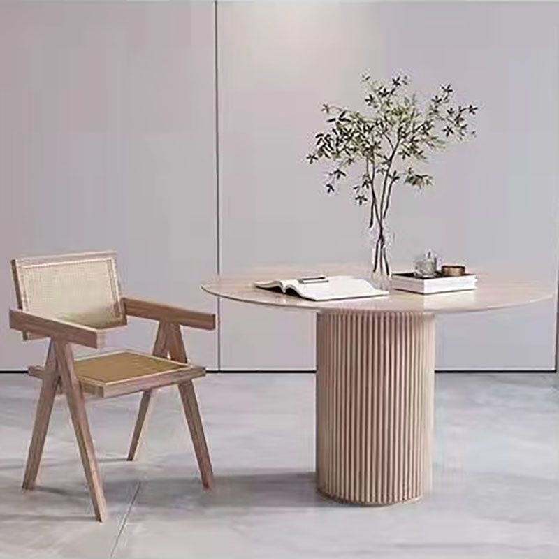 Solid Wood Dining Table Contemporary Dining Site Table with Pedestal Base Clearhalo 'Dining Tables & Seating' 'Dining Tables' 'dining_table' 'furn' 'furn_dining_table' 'Furniture' 'Kitchen & Dining Furniture' 1200x1200_8b733df6-8910-46bc-93c4-1eafe653bc4d