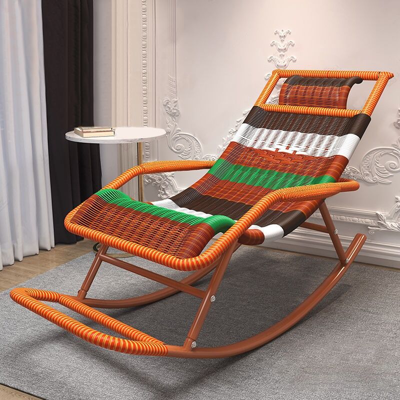 伝統的な屋内リクライナーチェアウィッカーロッキングチェア織りラタン