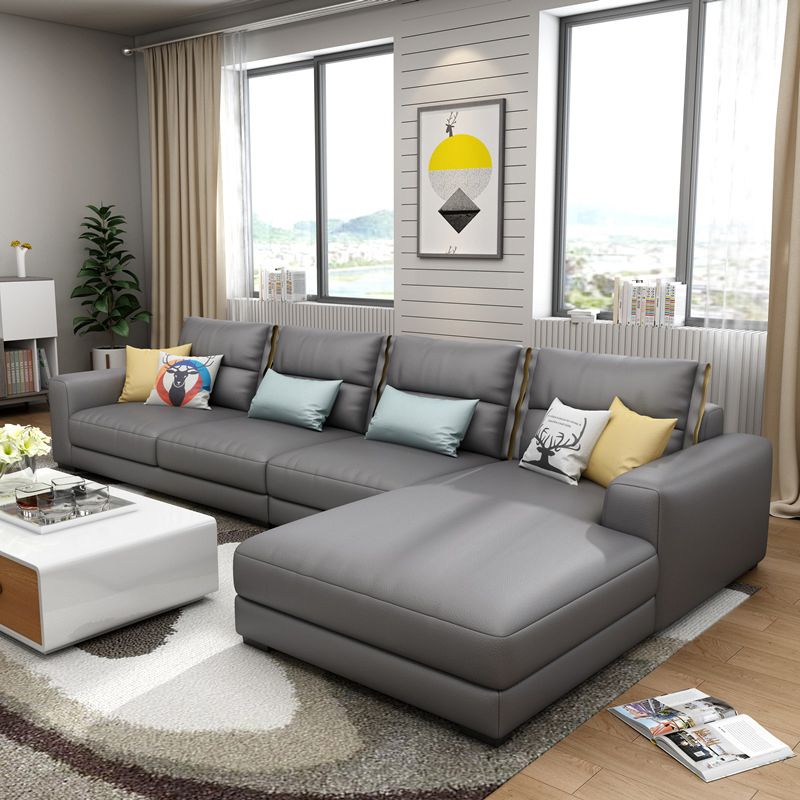 Sofa sectionnel du bras carré 125.98 "W Faux Leather 4 sièges Sectional