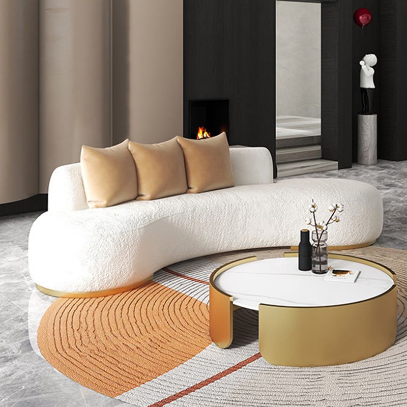 Sofá de tela moderno de 1/2/3/3/4-plaza de tela moderno en blanco en blanco