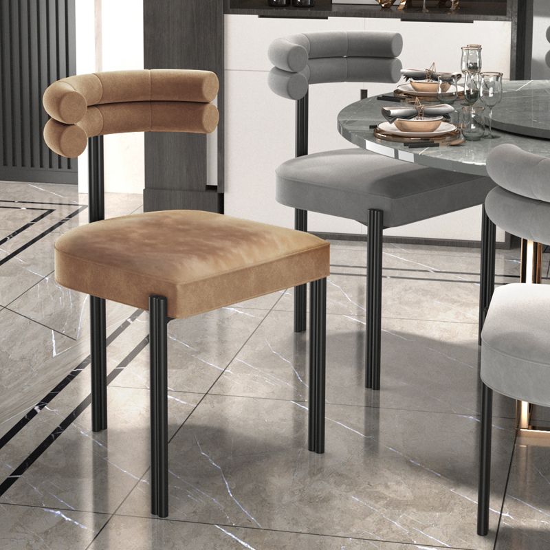 Designer Style Restaurant Velvet Side Chair Matte Finish Open Back Dining Chair Clearhalo ' kitchen&dining_furn' 'Dining Chairs' 'Dining Tables & Seating' 'dining_chair' 'furn' 'furn_dining_chair' 'Furniture' 'furniture_dining_chair' 'Kitchen & Dining Furniture' 'kitchen' 1200x1200_8b79f471-585a-407f-8770-ef27aa06e94a