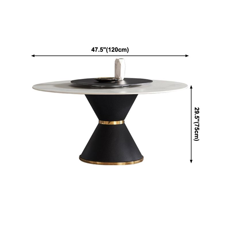 Glam Sintered Stone Top Kitchen Dining Table Round Shape Dining Table with Pedestal Base Clearhalo ' dining_table' 'Dining Tables & Seating' 'Dining Tables' 'furn' 'furn_dining_table' 'Furniture' 'furniture_dining_table' 'Kitchen & Dining Furniture' 'kitchen&dining_furn' 'kitchen' 'kitchen_dining_table' 1200x1200_8b7c97e4-65c2-462f-9a08-8e5fe8bfb54a