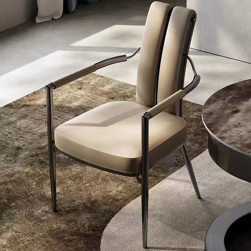 Modern Style Arm Chair Open Back Metal Dining Accent Chair for Home Clearhalo 'Dining Chairs' 'Dining Tables & Seating' 'dining_chair' 'furn' 'furn_dining_chair' 'Furniture' 'Kitchen & Dining Furniture' 1200x1200_8b7da30b-5cde-456d-8bf2-49d5955fac94