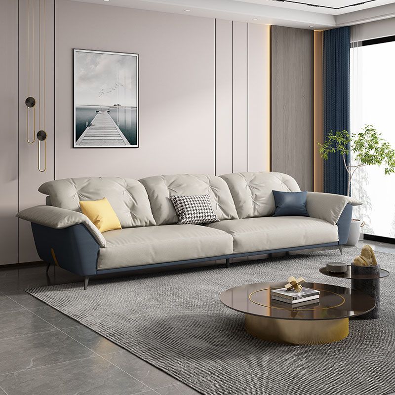 Sewn Pillow Back Sofa Modern Style 34.64" H Faux Leather Sofa Clearhalo 'furn' 'furn_sofas' 'Furniture' 'Living Room Furniture' 'Sofa' 'sofas' 1200x1200_8b7ec783-8033-401c-8ea3-c9479664c785