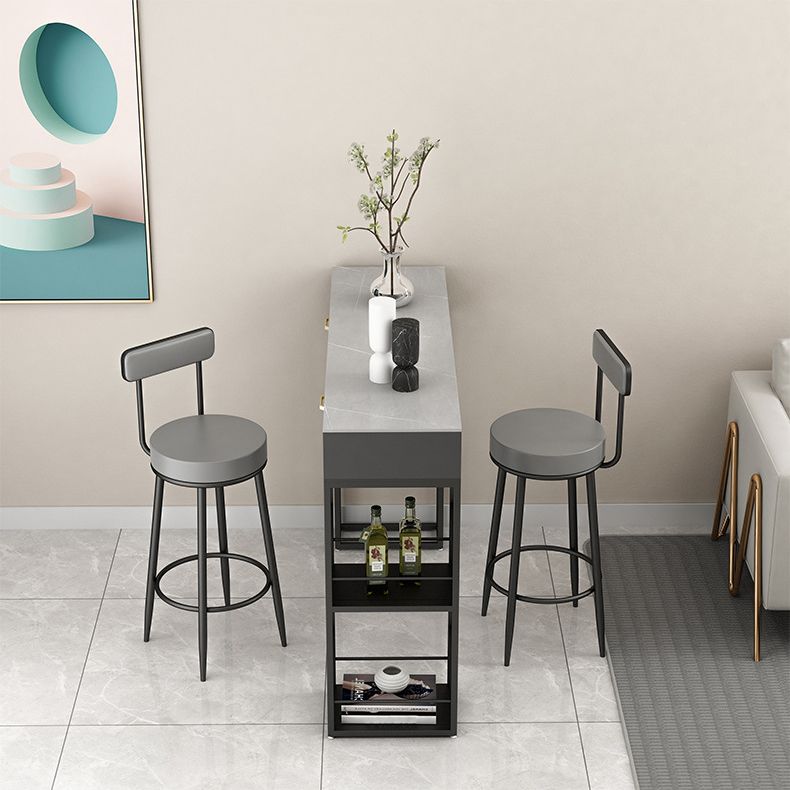 Glam Style Rectangle Bar Table Stone Fixed Bistro Bar Desk with Storage Clearhalo 'Bar Furniture' 'Bar Tables' 'bar_tables' 'furn' 'furn_bar_tables' 'Furniture' 'Kitchen & Dining Furniture' 1200x1200_8b7ef957-b787-47c8-be4d-4ebb49d43187