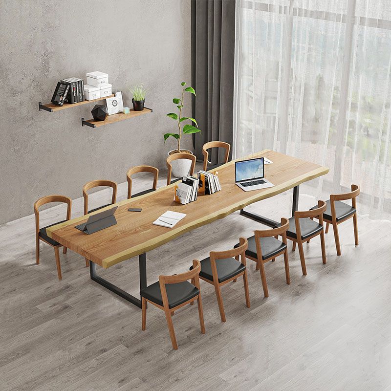Solid Wood Meeting Table Home Office Free Form Modern Writing Desk