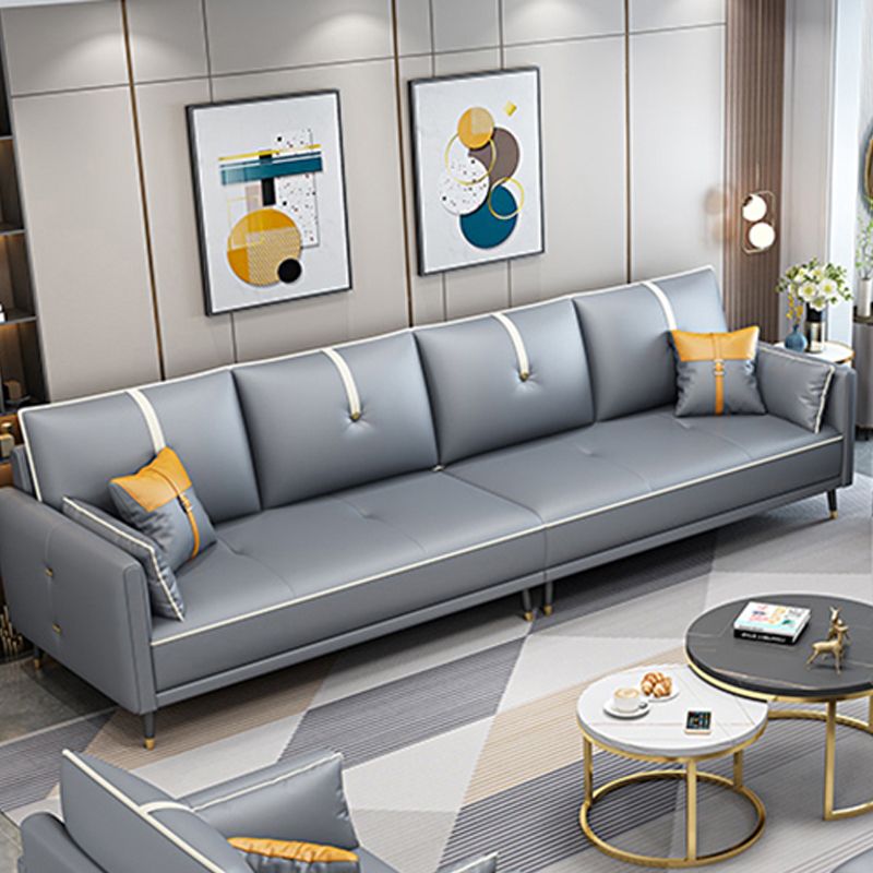 Canapé en cuir fausse 35,43 "High Modern Square ARM SOFA avec 4 oreillers