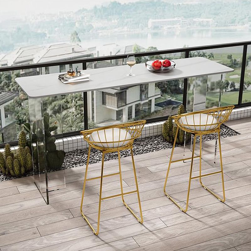 Table de bar rectangulaire en pierre blanche avec base en acrylique pour la maison