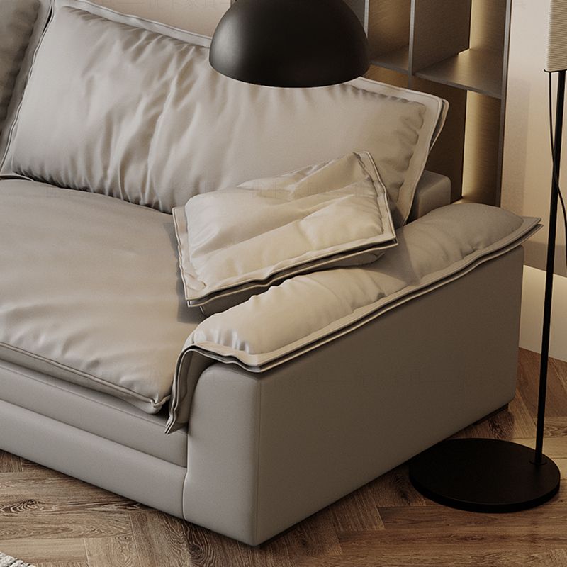 Grey Contemporary Faux Leather Pillow Top Arm Sofa with Loose Back for Living Room Clearhalo 'furn' 'furn_sofas' 'Furniture' 'furniture_sofas' 'kitchen' 'kitchen_sofas' 'Living Room Furniture' 'Sofa' 'sofas' 1200x1200_8b81b7c3-3332-4a6f-810e-12e526a1876d