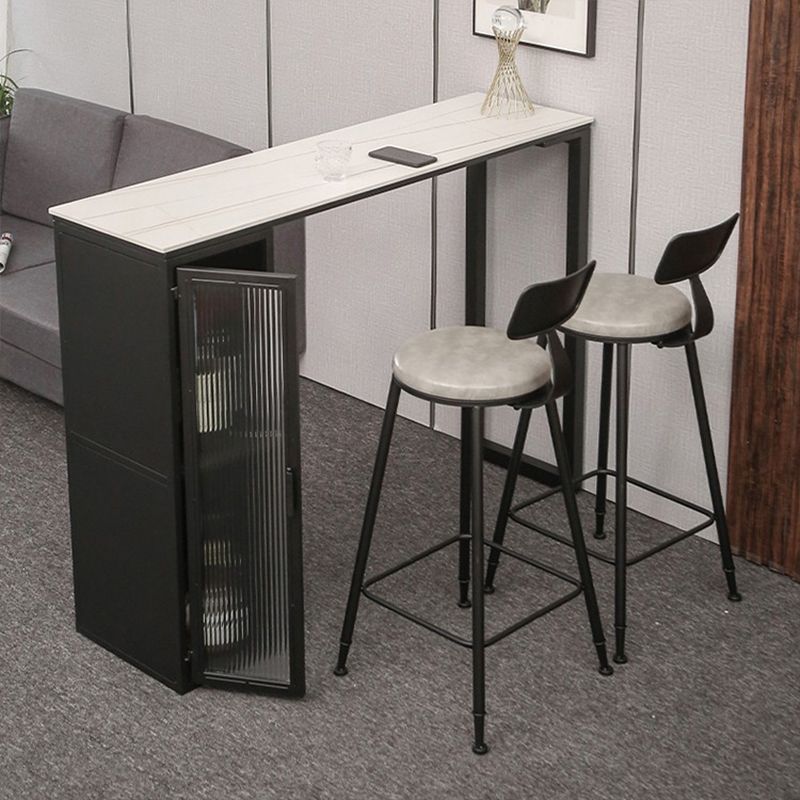 Stone Bar Table Modern Dining Table with Double Pedestal Base for Kitchen Dining Room Clearhalo 'Bar Furniture' 'Bar Tables' 'bar_tables' 'furn' 'furn_bar_tables' 'Furniture' 'furniture_bar_tables' 'Kitchen & Dining Furniture' 1200x1200_8b824eb3-fe6b-4686-a410-430acf32dc56