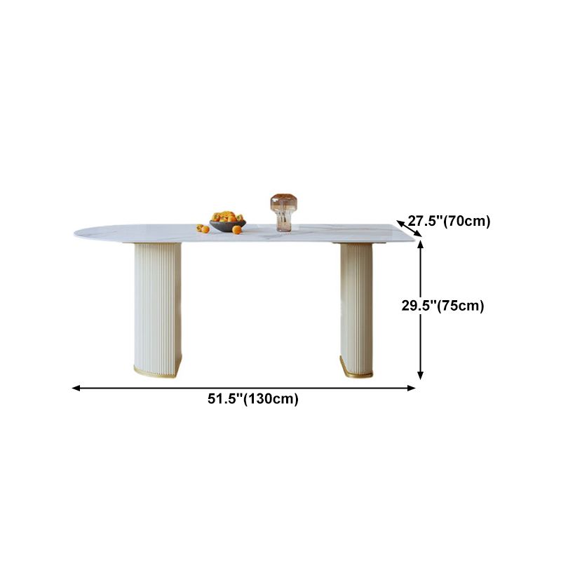 Sintered Stone Top White Table for Restaurant Modern Dining Table with Double Pedestal Clearhalo 'Dining Tables & Seating' 'Dining Tables' 'dining_table' 'furn' 'furn_dining_table' 'Furniture' 'furniture_dining_table' 'Kitchen & Dining Furniture' 'kitchen' 'kitchen_dining_table' 1200x1200_8b8278ea-a5ea-4f82-b640-bce1010b9e3b