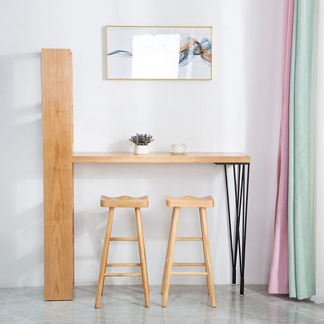 Modern Wood Natural Bistro Accent Dining Table Rectangle Bar Table with Wine Rack Clearhalo 'Bar Furniture' 'Bar Tables' 'bar_tables' 'furn' 'furn_bar_tables' 'Furniture' 'furniture_bar_tables' 'Kitchen & Dining Furniture' 'kitchen&dining_furn' 'kitchen' 1200x1200_8b82825d-80cc-42c4-a0d4-9fbf2a81590e