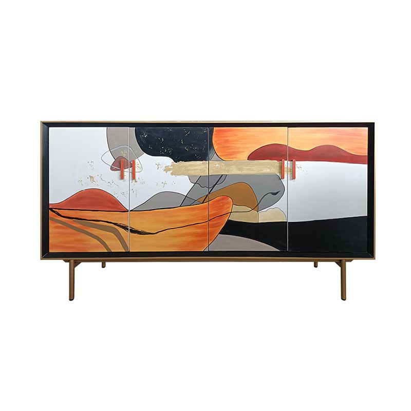 Gabinetes de Glamam Buffet Stand Oak Acabado de acabado con puertas