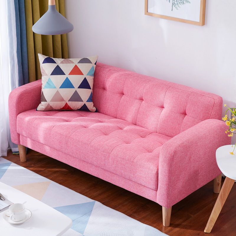 65"High Modern Cotton Blend Tufted Square Arm Sofa, Living Room