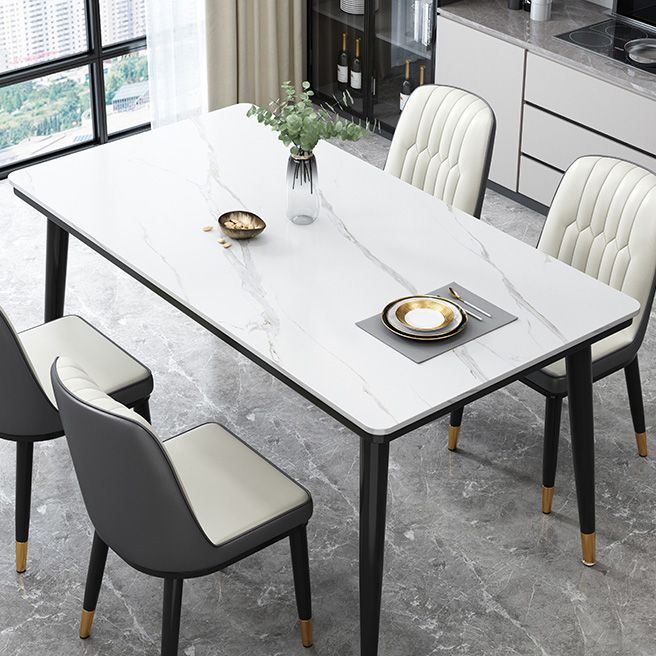 Industrial Kitchen Rectangle Shape Table Sintered Stone Top Dining Table with 4 Legs Base Clearhalo ' dining_table' 'Dining Tables & Seating' 'Dining Tables' 'furn' 'furn_dining_table' 'Furniture' 'furniture_dining_table' 'Kitchen & Dining Furniture' 'kitchen&dining_furn' 'kitchen' 'kitchen_dining_table' 1200x1200_8b84be1b-e4cb-44fb-80a9-6003767631c5