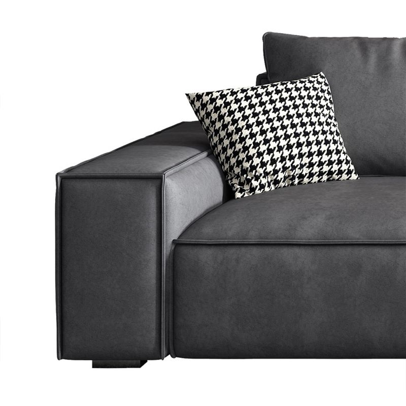 Modern Sofa with Bolster Pillows 35.43"High Square Arm Sofa, Black Clearhalo 'furn' 'furn_sofas' 'Furniture' 'furniture_sofas' 'Living Room Furniture' 'Sofa' 'sofas' 1200x1200_8b8557fb-ce88-4175-aa72-fce3a22612b3