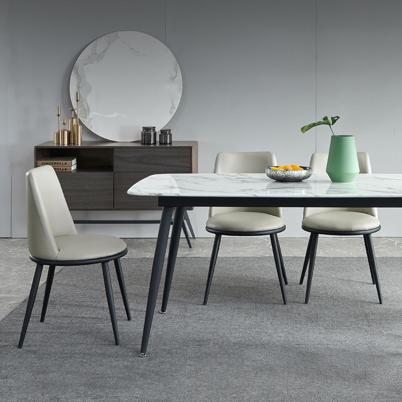 Rectangle Industrial Dining Table Fixed Table with Marble for Dining Room Clearhalo 'Dining Tables & Seating' 'Dining Tables' 'dining_table' 'furn' 'furn_dining_table' 'Furniture' 'furniture_dining_table' 'Kitchen & Dining Furniture' 'kitchen' 'kitchen_dining_table' 1200x1200_8b869ee6-43f8-407e-aaff-dcef0ff73302