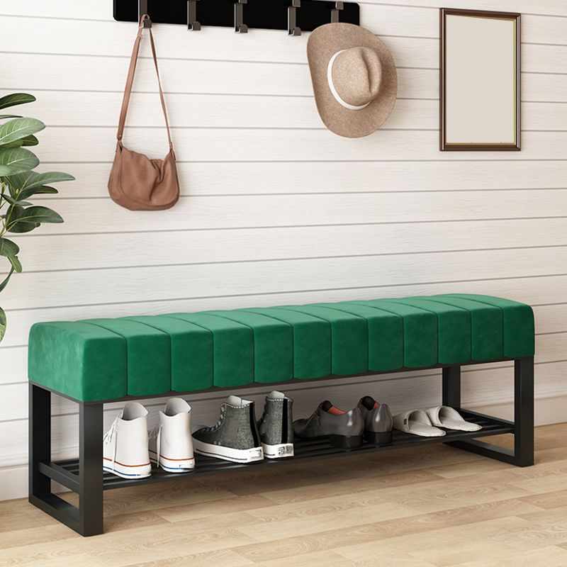 Banc de sièges en velours banc de rectangle moderne avec rangement de chaussures