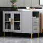 Modern Accent Cabinet with Straight Legs and 2 Drawers and 1/2 Doors