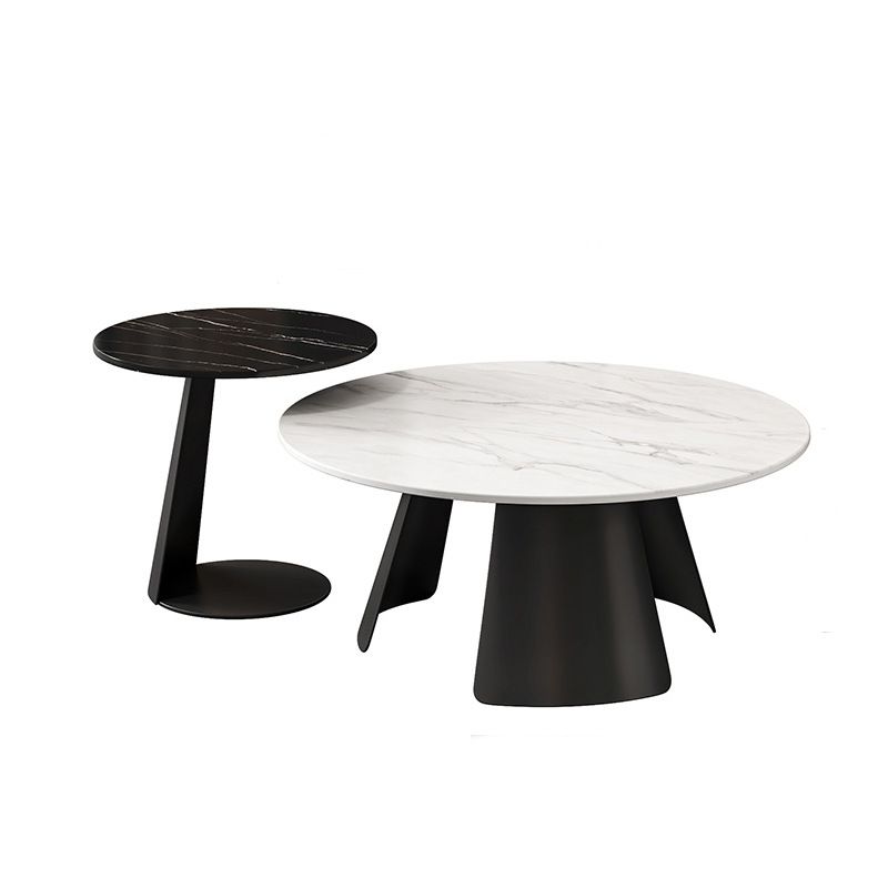 Contemporary Coffee Table Round Faux Marble Cocktail Table Clearhalo 'Coffee & Accent Tables' 'Coffee Tables' 'coffee_tables' 'furn' 'furn_coffee_tables' 'Furniture' 'furniture_coffee_tables' 'Living Room Furniture' 1200x1200_8b8ade6c-27ba-403f-87ae-f5892c2f2541