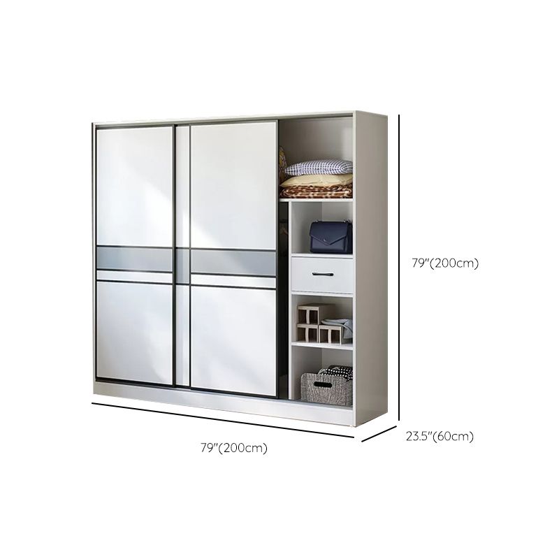 Sliding Wardrobe Armoire with Shelves Engineered Wood Wardrobe Cabinet