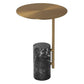 Mid-Century 17.3-inch Steel Round Top Side Table Marble Pedestal End Table