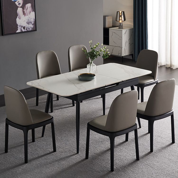 Modern Stone and Steel Dinette Set 1/4/5/7 Pieces Indoor Dining Table Set