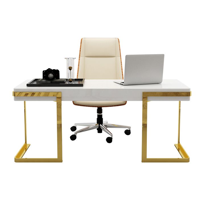 Wooden Home Office Writing Desk Glam Style 1-drawer Office Desk with Sled Base Clearhalo 'furn' 'furn_office_desk' 'Furniture' 'furniture_office_desk' 'Office Desks' 'Office Furniture' 'office_desk' 1200x1200_8b919203-a021-4e7f-be10-f3a8d0606523