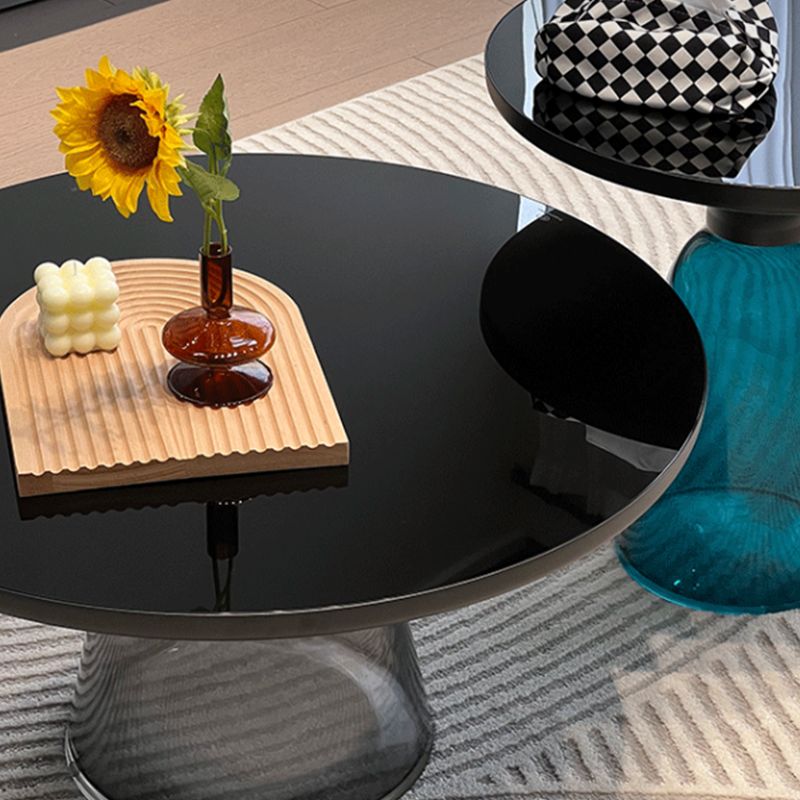 Voetstukbasis ronde moderne stijl glazen tafel met salontafel