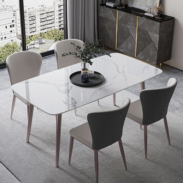 Modern Rectangle Sintered Stone Dining Table Set 1/4/5/7 Pieces Dining Set Clearhalo 'Dining Room Sets' 'Dining Tables & Seating' 'dining_room_set' 'furn' 'furn_dining_room_set' 'Furniture' 'furniture_dining_room_set' 'Kitchen & Dining Furniture' 1200x1200_8b9246b2-2d02-4a87-8d53-cdf922974270