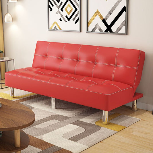 Faux Leather and Linen Sofa Contemporary Biscuit Back Sofa Bed Clearhalo 'furn' 'furn_sofas' 'Furniture' 'furniture_sofas' 'Living Room Furniture' 'Sofa' 'sofas' 1200x1200_8b9285fd-07b9-4d8f-9514-97a10d3d3330