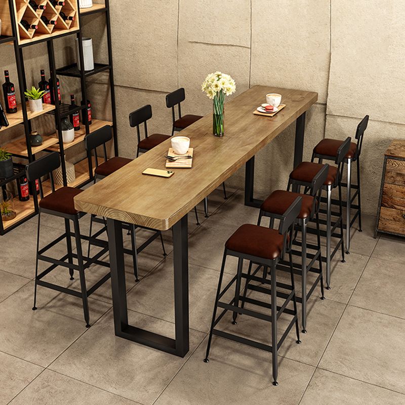 Rectangle Pine Wood Pub Table with Metal Frame for Living Room Clearhalo 'Bar Furniture' 'Bar Tables' 'bar_tables' 'furn' 'furn_bar_tables' 'Furniture' 'Kitchen & Dining Furniture' 1200x1200_8b93be3f-5634-4711-8152-cbd2d0fa6ff3
