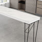 Industrial White Wood Bar Dining Table Stone Top Rectangle Indoor Bistro Table with Shelf Clearhalo 'Bar Furniture' 'Bar Tables' 'bar_tables' 'furn' 'furn_bar_tables' 'Furniture' 'furniture_bar_tables' 'Kitchen & Dining Furniture' 1200x1200_8b93dc24-5bda-4a09-9168-6c5f24d27eb1