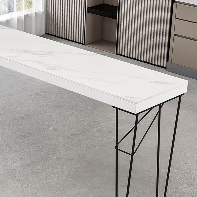 Industrial White Wood Bar Dining Table Stone Top Rectangle Indoor Bistro Table with Shelf Clearhalo 'Bar Furniture' 'Bar Tables' 'bar_tables' 'furn' 'furn_bar_tables' 'Furniture' 'furniture_bar_tables' 'Kitchen & Dining Furniture' 1200x1200_8b93dc24-5bda-4a09-9168-6c5f24d27eb1