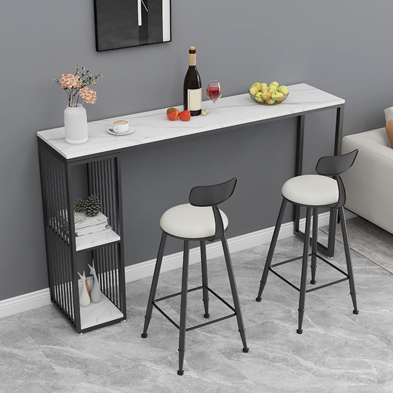 Stone Top Bar Table Set 1/3 Pcs Rectangle Bar Table and Upholstered Stools Clearhalo 'Bar Furniture' 'furn' 'furn_home_bar_bar_sets' 'Furniture' 'Home Bars & Bar Sets' 'home_bar_bar_sets' 'Kitchen & Dining Furniture' 1200x1200_8b94e95d-1682-4ea8-9d91-f228774e6c72