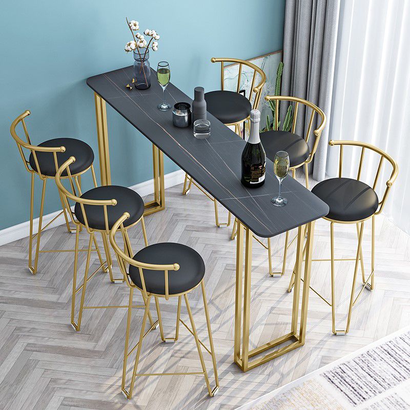 Modern Marble Counter Table with Rectangle Table Top Sled Table - 42" H Clearhalo 'Bar Furniture' 'Bar Tables' 'bar_tables' 'furn' 'furn_bar_tables' 'Furniture' 'furniture_bar_tables' 'Kitchen & Dining Furniture' 1200x1200_8b96372f-4d16-4523-9bab-37da30724438