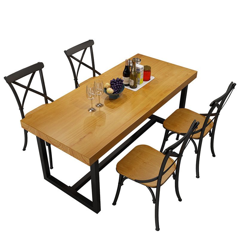 INDUSTRIAL 1/3/5 Piezas Juego de comedor Rectángulo Mesa de comedor de madera de pino para café