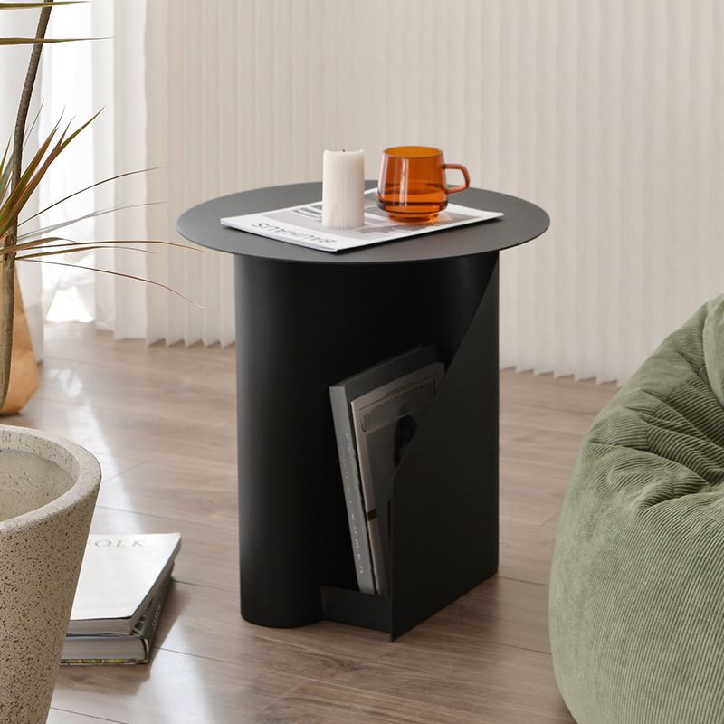 Steel Round Top Coffee Table Abstract Base Cocktail Table with Storage Clearhalo 'Coffee & Accent Tables' 'Coffee Tables' 'coffee_tables' 'furn' 'furn_coffee_tables' 'Furniture' 'Living Room Furniture' 1200x1200_8b98c98d-3ccb-4390-ab61-d6789327fee8
