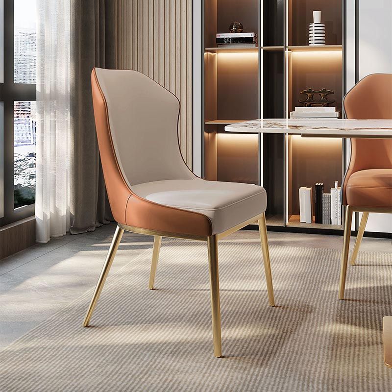 Nordic Glam Style Chair Dining Armless Chairs with Metal Legs for Kitchen Clearhalo 'Dining Chairs' 'Dining Tables & Seating' 'dining_chair' 'furn' 'furn_dining_chair' 'Furniture' 'Kitchen & Dining Furniture' 1200x1200_8b990a27-eb74-4444-98e1-6d0f97b7597a