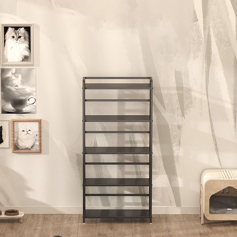 Contemporary Metal Bookshelf Black Etagere Shelf Bookcase for Study Room