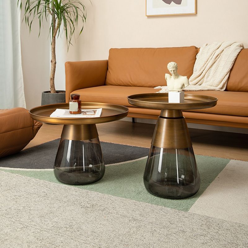 16.5"/20.4" Tall Glass Pedestal Metal Round Tray Top Coffee Table Clearhalo 'Coffee & Accent Tables' 'Coffee Tables' 'coffee_tables' 'furn' 'furn_coffee_tables' 'Furniture' 'Living Room Furniture' 1200x1200_8b9a55c6-023b-4f7f-a094-d9c4f9b6ed71