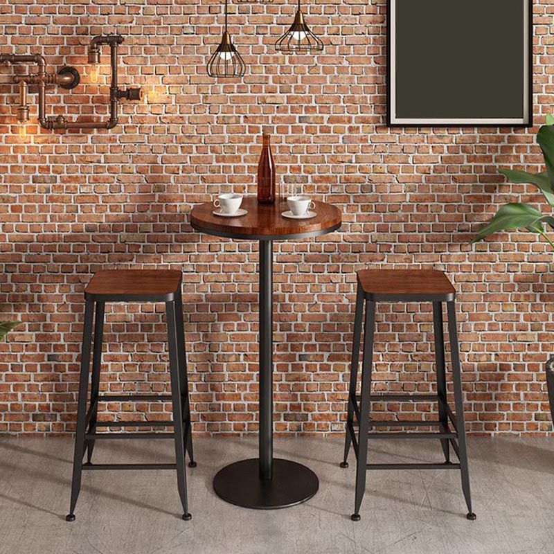 Ensemble de Table de Bar industrielle 1/3/5 pièces, Table de comptoir ronde en bois de pin avec tabourets pour Bar