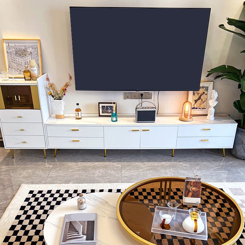 Glam Stone TV Media Console White TV Stand with 4 Drawers and 2 Doors Clearhalo 'furn' 'furn_tv_stands_entertainment_centers' 'Furniture' 'Living Room Furniture' 'TV Stands & Entertainment Centers' 'TV Stands & Media Storage Furniture' 'tv_stands_entertainment_centers' 1200x1200_8b9b1a00-64ee-4da1-b4a9-c8573da4b2ef