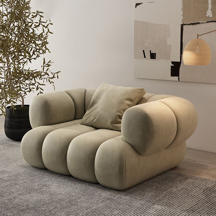 Scandinavian Green Sofa with Tuxedo Arm and Sewn Pillow Back Clearhalo 'furn' 'furn_sectionals' 'Furniture' 'furniture_sectionals' 'kitchen' 'kitchen_sectionals' 'Living Room Furniture' 'Sectionals' 1200x1200_8b9bbcfc-73ac-4db1-a847-74f1e08055df