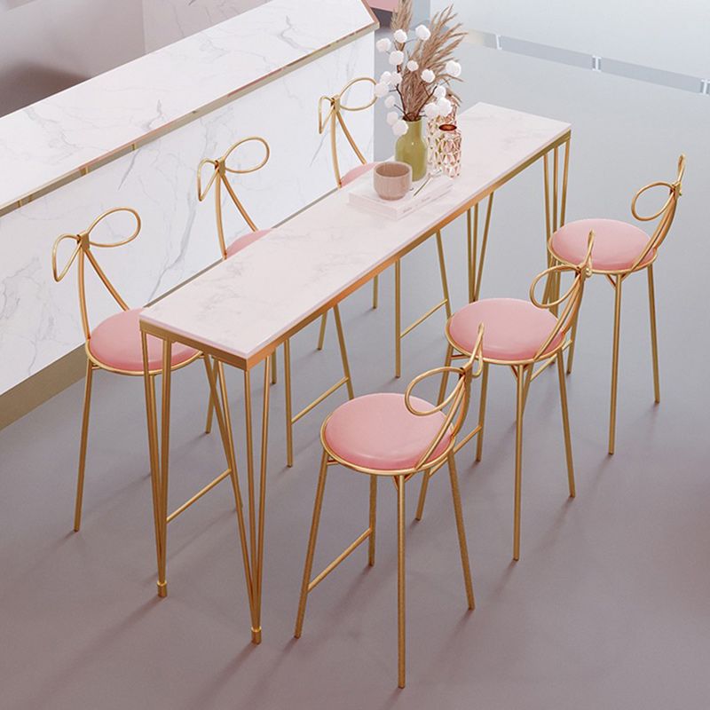 Indoor Marble Cocktail Bar Table Modern Fixed Table Gold and White Bar Height Table Clearhalo 'Bar Furniture' 'Bar Tables' 'bar_tables' 'furn' 'furn_bar_tables' 'Furniture' 'furniture_bar_tables' 'Kitchen & Dining Furniture' 1200x1200_8b9d0c6a-3961-4553-a51a-deb5c804530a
