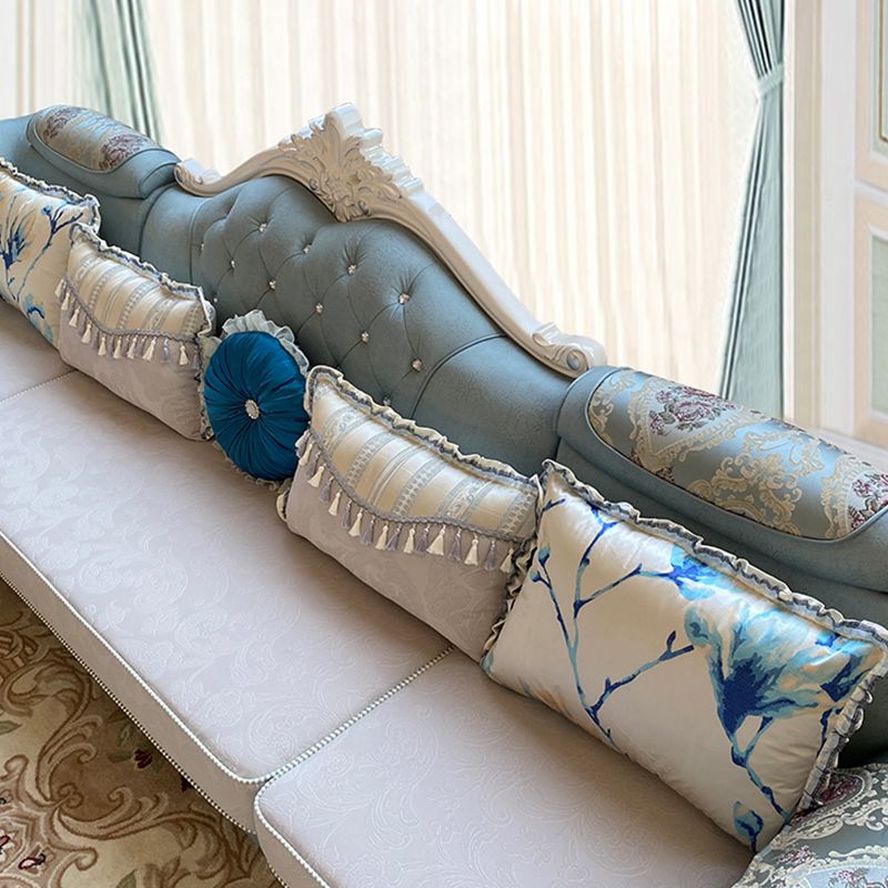 133.86"L x 74.8"W x 47.24"H Glam 5-Seat Cushion Back Sectional Rolled Arm Sofa and Chaise Clearhalo 'furn' 'furn_sectionals' 'Furniture' 'furniture_sectionals' 'Living Room Furniture' 'Sectionals' 1200x1200_8b9e9cbc-ed81-4b5f-8314-e286f65ec569