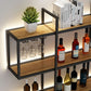 Wall Mounted Wine Rack Kit Metal and Wood Wine Holder Rack in Brown and Black Clearhalo 'furn' 'furn_wine_racks' 'Furniture' 'Kitchen & Dining Furniture' 'Wine Racks' 'wine_racks' 1200x1200_8ba4decc-bc81-43a8-8278-57e7acc058f7